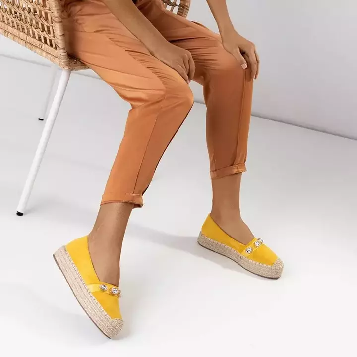 OUTLET Жовті жіночі еспадрилі з кристалами Фененна - Взуття