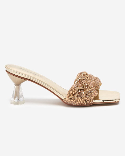 OUTLET Золоті лаковані тапочки Sipeno на низькому каблуці - Взуття