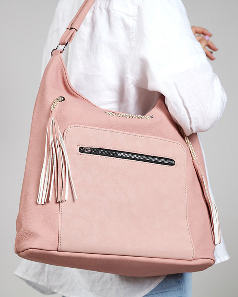 Рожева жіноча сумка-шоппер на шнурках - Аксесуари