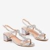Срібні босоніжки на низькій стійці з фіанітами Doremia - Взуття