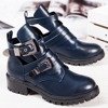 Темно-сині черевики на низьких підборах Loca  - Взуття