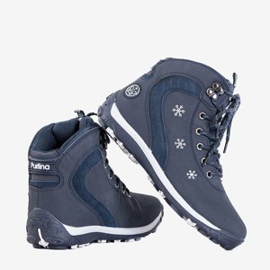 Темно-сині утеплені жіночі черевики зі сніжинками Flander - Взуття