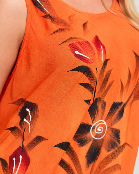 Жіноча накидка з помаранчевим малюнком з квітковою сукнею - Одяг