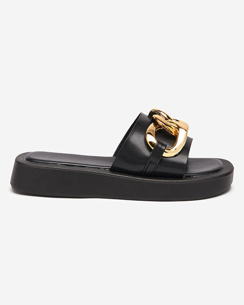 Жіночі чорні тапочки із золотим ланцюжком Reteris - Взуття
