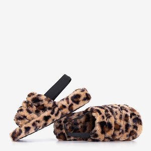 Жіночі хутряні тапочки з леопардовим принтом Fornax - Взуття