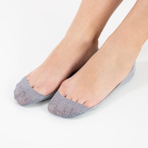 Жіночі сірі мереживні балерини - шкарпетки