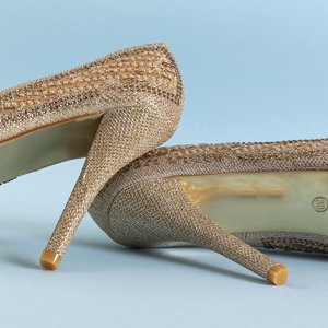 Золоті жіночі блискучі туфлі зі стразами Montesa